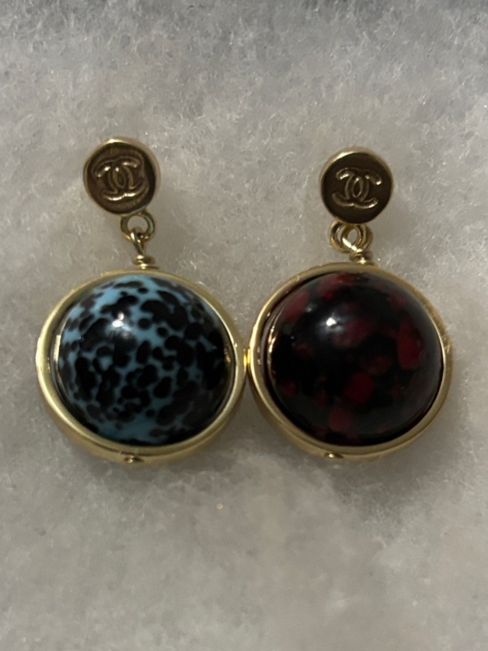 CC Two-Tone Dome Drop Earrings